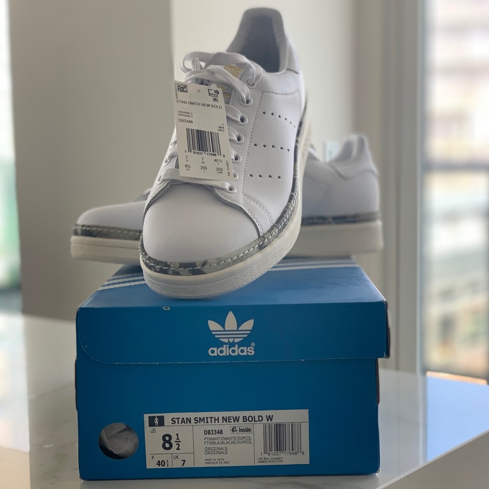 NWT Adidas Stan Smith New Bold White Sneakers
